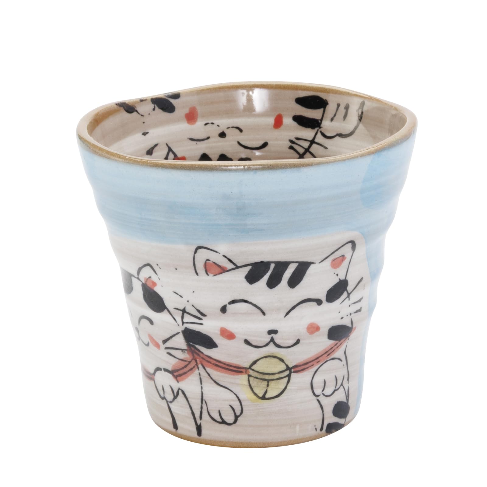 Mino ware featuring friendly 300ml made in shochu/chu-hi tumbler, tableware, cats, blue, approx. capacity, Japan, 133-61904