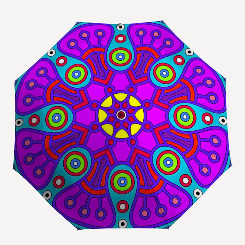 1pc Mandala Design Folding Umbrella | Elegant Design, Fashionable Accessory, Durable Construction, Sturdy Ribs yy251107066