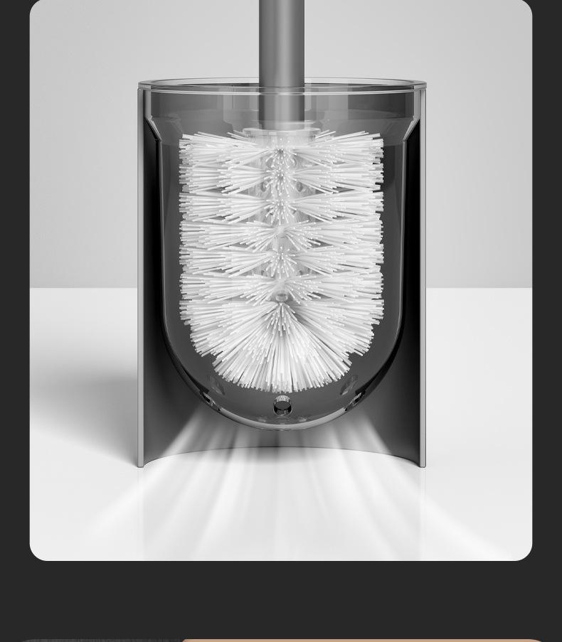 Sleek Wall-Mounted Aluminum Toilet Brush with Long Handle