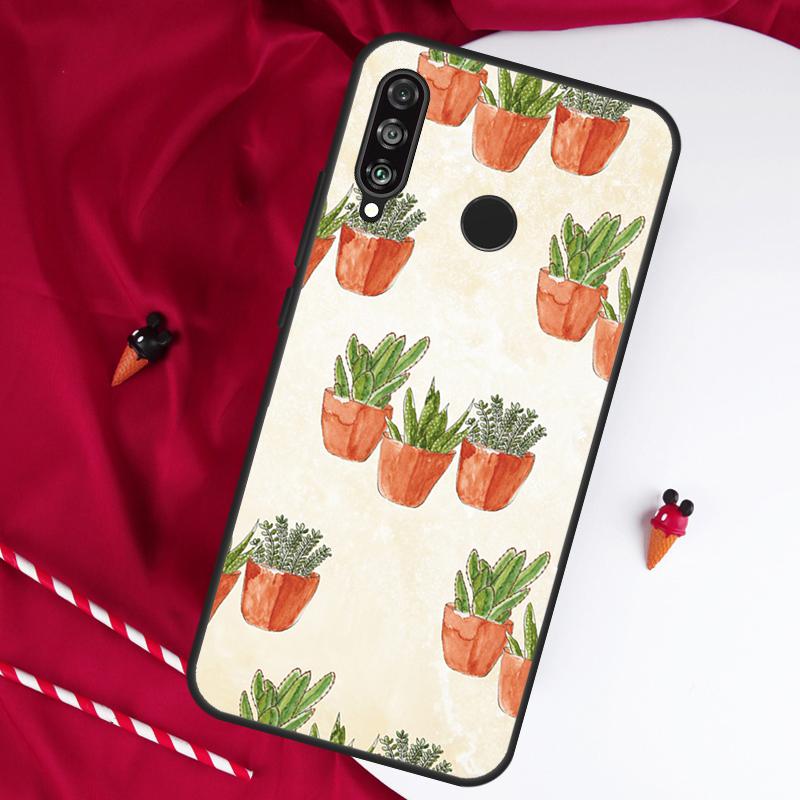 Cute Cactus Potted Plant For Huawei Nova Y90 Y70 Y60 Y72 Y73 Y61 Y91 7i 8i 11i 12i 12s 9 10 SE P20 P30 P40 Lite Case