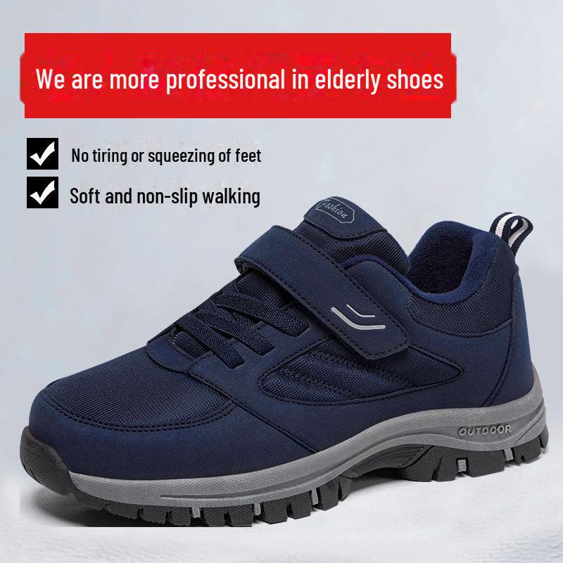 Men's and Women's Elderly Outdoor Walking and Hiking Shoes - Autumn/Winter, Thickened and Widened, Soft Sole