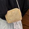 Summer Woven Small Bag Women's 2025 New Fashion Trend Chain Messenger Bag Simple Casual Straw Woven Small Square Bag
