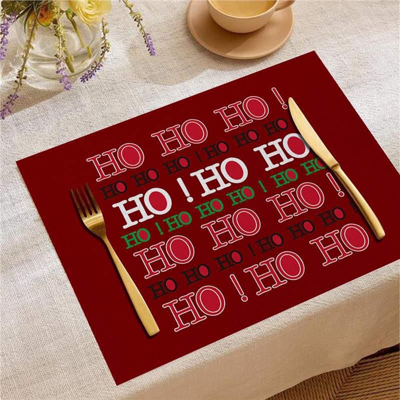 Christmas Digital Print Heat-Resistant Linen Placemat: European and American Birthday Party Table Decor