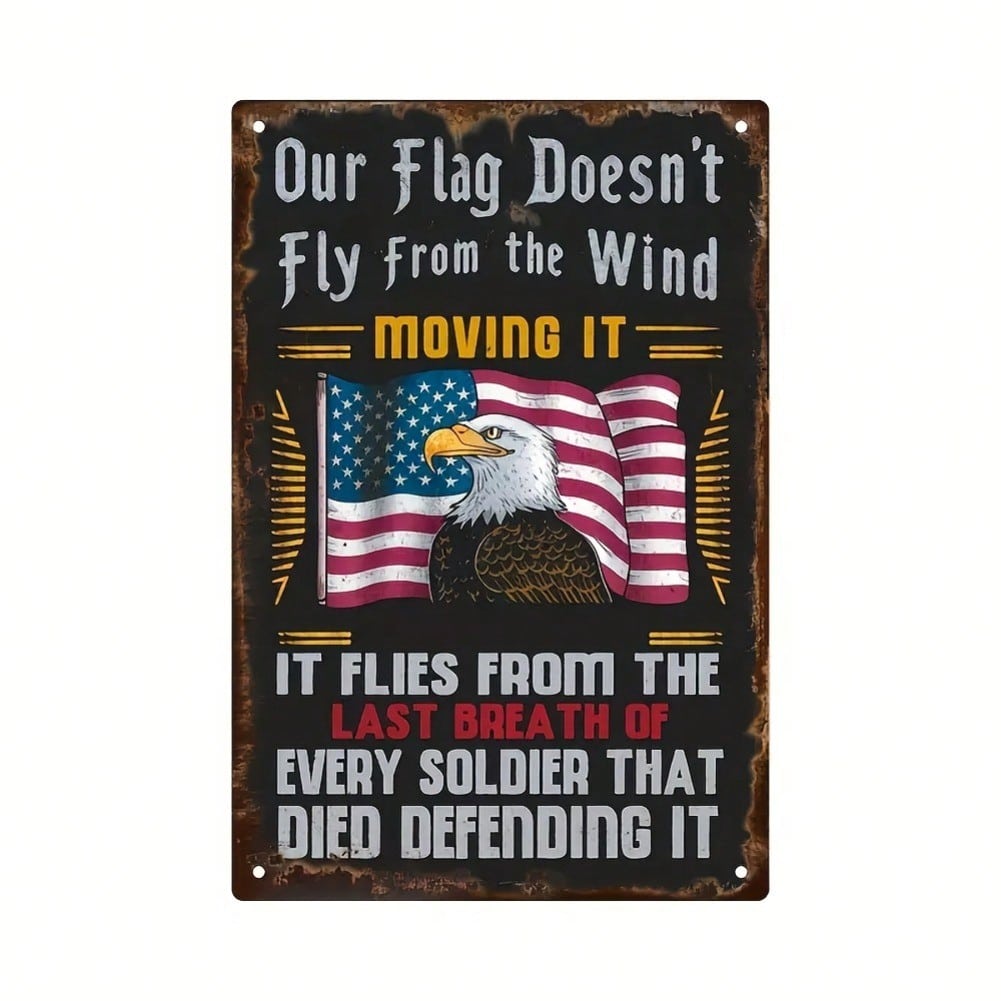 

USA Patriotic Metal Tin Sign 8x12 Inch American Flag Eagle Soldier Wall Decor разноцветный