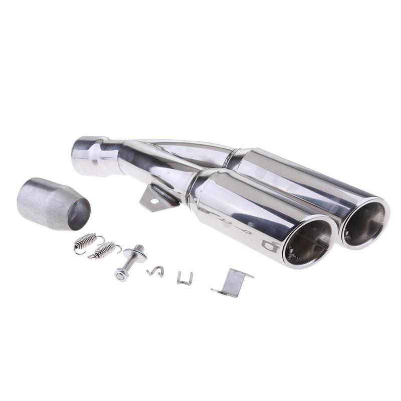 Dual Tail Outlet Slip-on Exhaust Muffler Pipe Stainless Steel DB Killer for Off Road Quad Bike Motorcycle 36-51mm