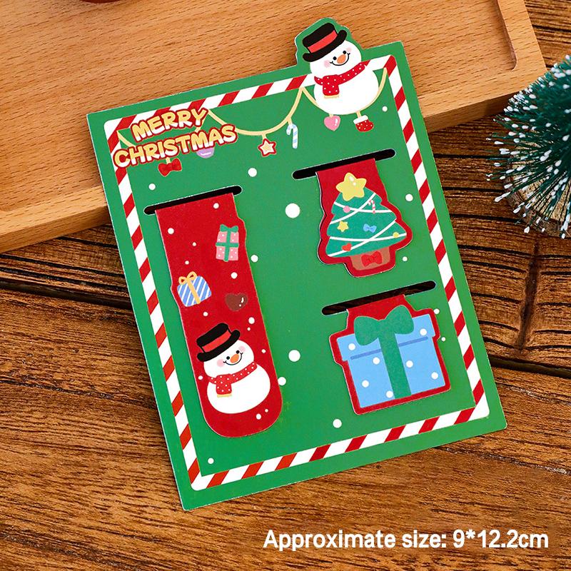 1/4 Set Kawaii Christmas Santa Claus Elk Snowman Magnetic Bookmarks Cute Stationery Bookmark For Books School Office Supplies
