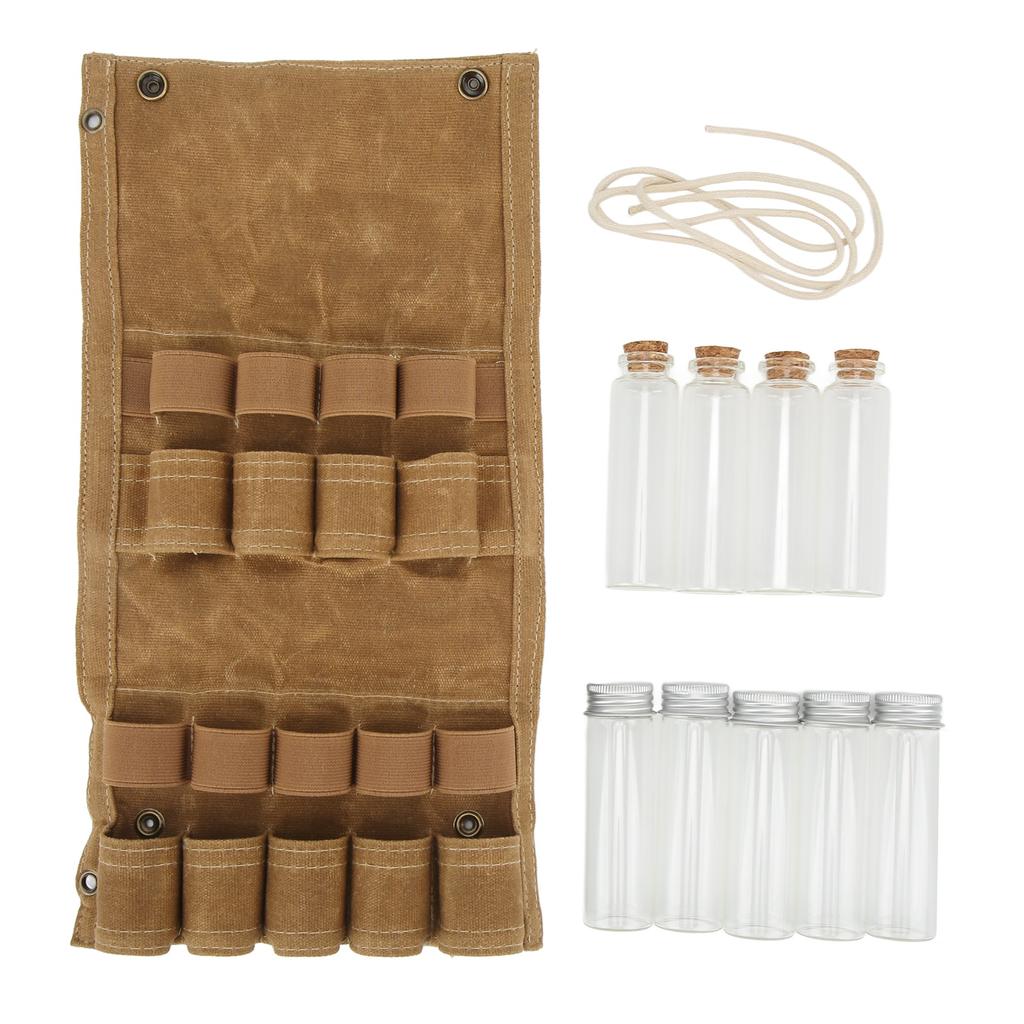 Seasoning Bottle Storage Bag Portable Camping Spice Kit with 9 Spice Jars for Outdoor Camping BBQ Picnic