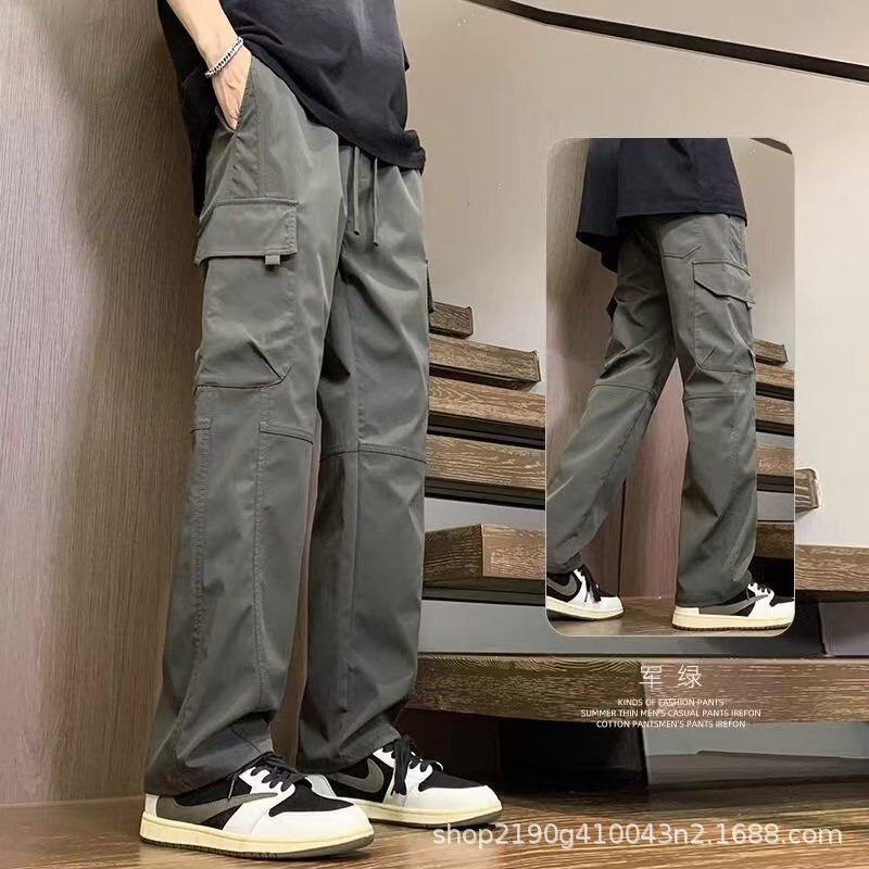 

Мужская одежда Комбинезоны Мальчики Новый стиль Молодежные повседневные брюки Летние Тонкие Прямые Горячий стиль M зелёный