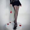 Stripe Asymmetric Tights Women'S Pantyhose High Elasticity Lace Hollow Fishnet Sexy Stockings Classic Ladies Gothic Pantyhose