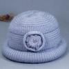 New Flower Decor Knitted Hat Thickened Coldproof Plush Warmth Hat Big Size Winter Cap Middle-aged And Elderly