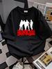 Barricada Spansk Rockband Grafisk T-shirt - Heavy Metal Streetwear T-shirt med Rött & Vitt Bandlogo & Medlems Silhuetter, Unisex Mjuk Andningsbar 100%,