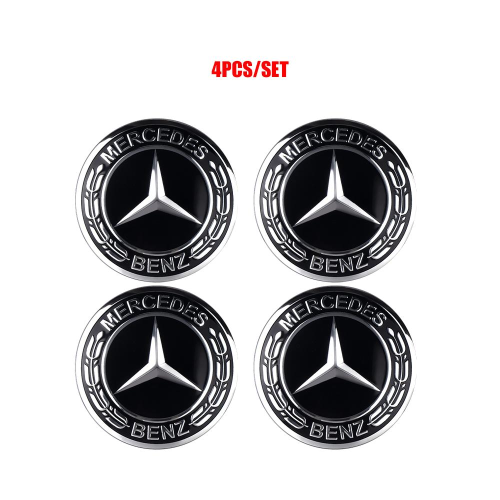 For Mercedes Benz AMG A B C E M R G S Class GLA GL CLA CES CLS SLK 4pcs 56/60/65mm Wheel Center Hub Cap Stickers Auto Accessorie