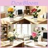 Chinese Rose Square Line Art Flower Pot With Plastic And Silk For Home Decor