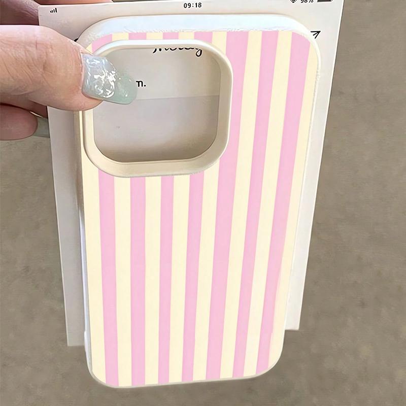 Luxurious Pink and White Stripes Phone Case For iPhone 17 16 13 15 11 12 14 17 Pro Max Air 16E 17E Shockproof Cover Soft Fundas