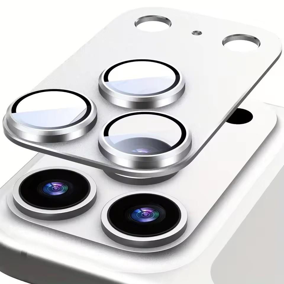

For Phone 17 Pro Max Camera Lens Protector Strong Adsorption Metal 9H+ Tempered Glass Camera Screen Full Protective Cover 2026 For iPhone 17Pro Max серебряный