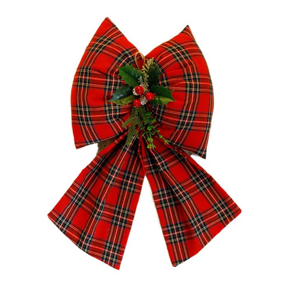 Tree Topper Decor Christmas Plaid Bowknot Elegant Christmas Wreaths Bow  Happy New Year Decoration