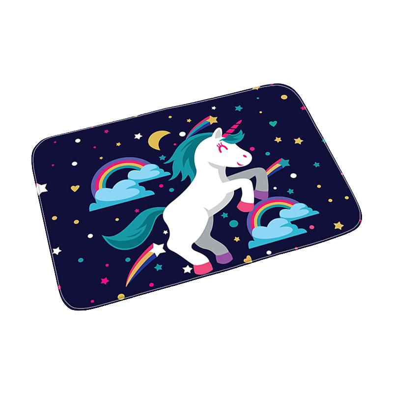 Pink Cute Cartoon Unicorn Pattern Doormat Bedroom Living Room Hallway Floor Rug Decor Balcony Anti-Slip Home Carpet Furry Mat