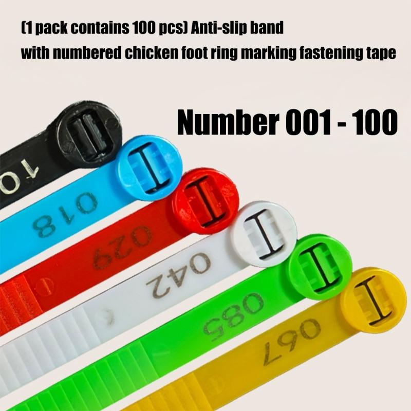 Sequential Numbered Leg Rings for Poultry 1-100 Set Waterfowl System Plastic Identification Bands for Farm Bird
