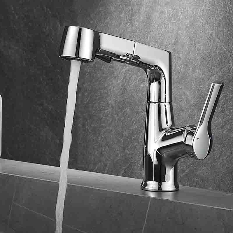 Gun Gray Bathroom Basin Faucet Deck Mounted Pull Out Sink Mixer Tap 360 Rotation Mixer Kitchen Sink Faucet