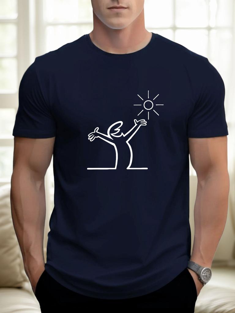 Sun and Hand Print 100 Cotton Cool Men Woment Tshirt Summer Autumn Daily Outdoor Sports Party Casual Loose Street Short Sleeve