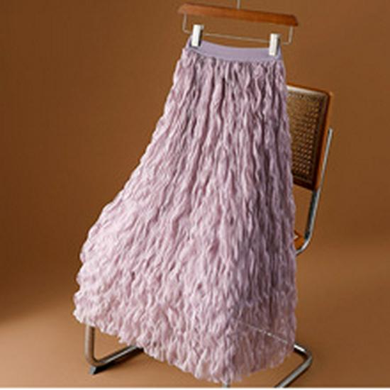 2025 Spring/Summer Women's High Waist Sweet Puff Double Layer Lace Skirt