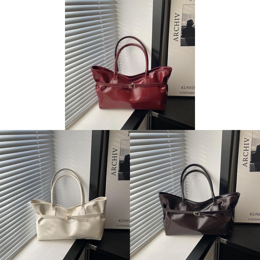 Vintage Pu Tote Bag With Double Shoulder Straps For Daily Casual Use