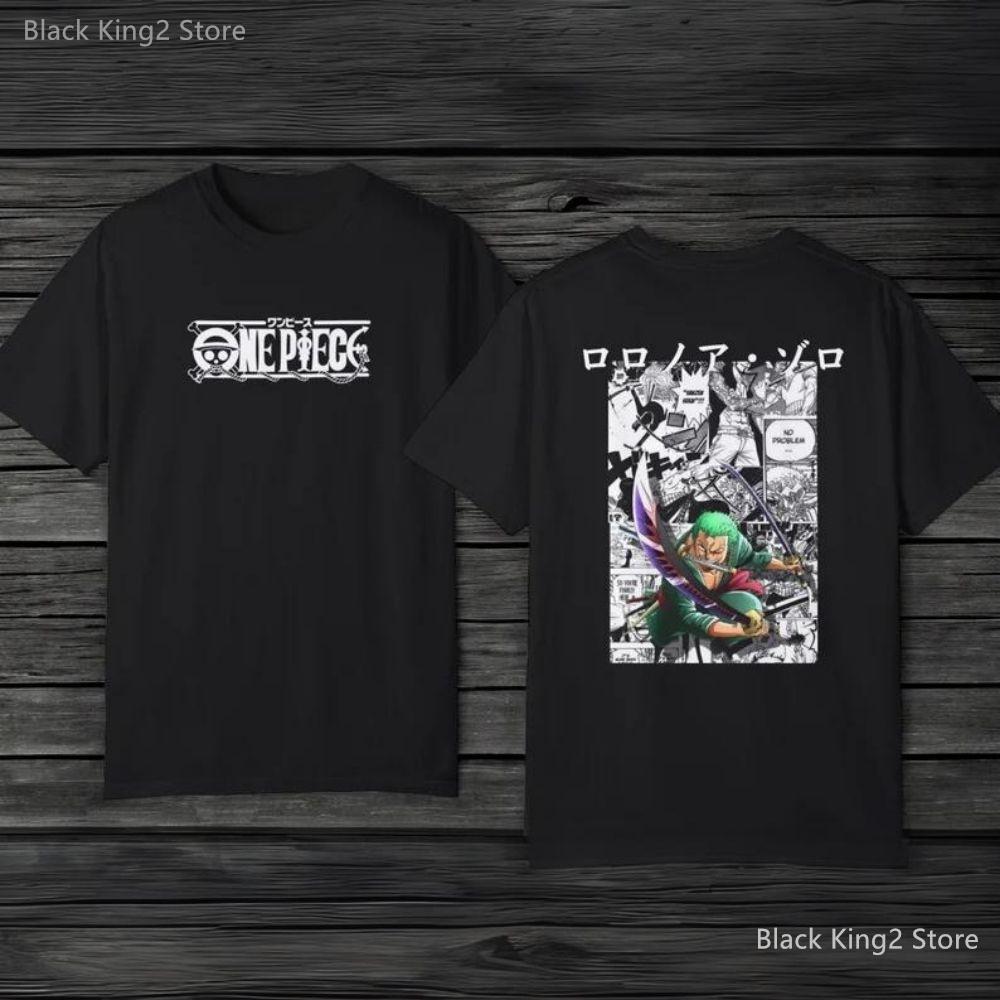 New One Piece T-shirts Men Roronoa Zoro Anime Manga Graphic Cotton Tops Summer Harajuku Y2K Unisex T Shirts Men's Tops Clothing