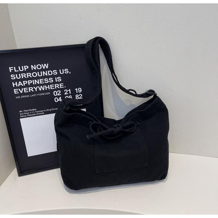 2025 Spring New Tote Bag Simple Retro Casual Large-capacity Class Commuter Tooling Canvas Oblique Span Bag