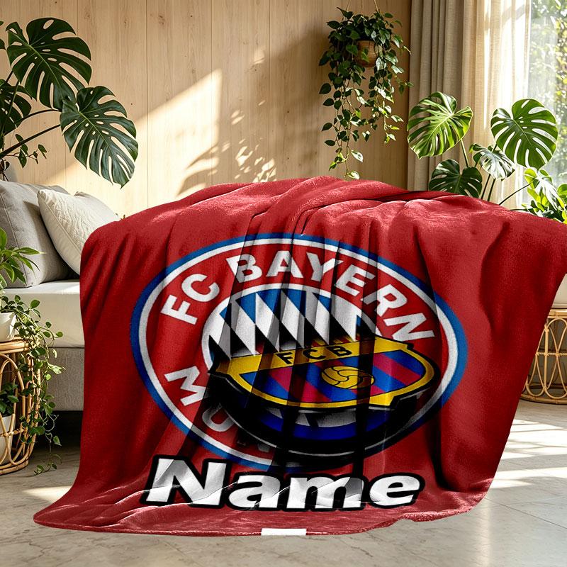 Custom Name Personalized FC Bayern Print Blanket, Home Decor, Bedroom, Sofa, Camping, Couch, Gifts for Birthday Christmas