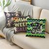 Colorful Halloween Trick Or Treat Dwarf Skull Pumpkin Linen Throw Pillowcase Decorative Cushion Cover For Sofa Living Room Party