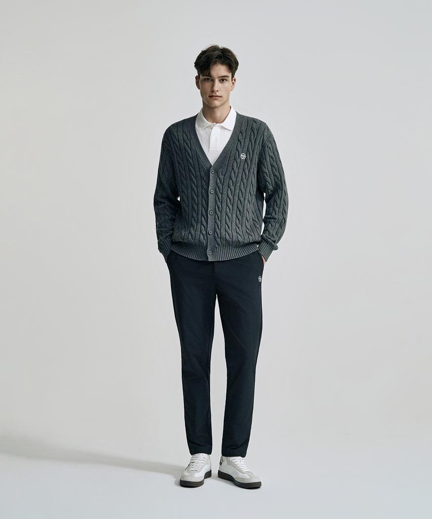 Sergio Tacchini M V-Neck Cable Sweater Cardigan (D.Melange Grey)