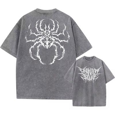 Anime Hunter X Hunter Wash Tshirts Men Vintage Washed T Shirt Harajuku Oversize Cotton Tee Cotton Fashion Streetwear Top