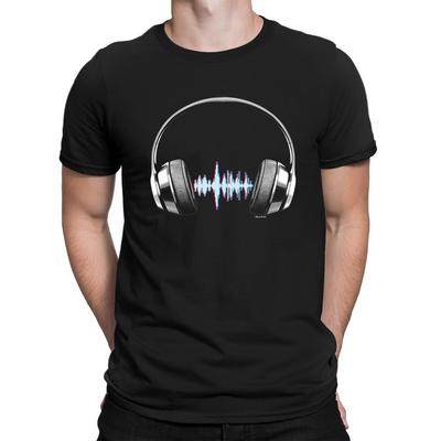 KOPFHÖRER EQUALIZER Herren Musik T-Shirt DJ Elektronisch Rave Dance Retro