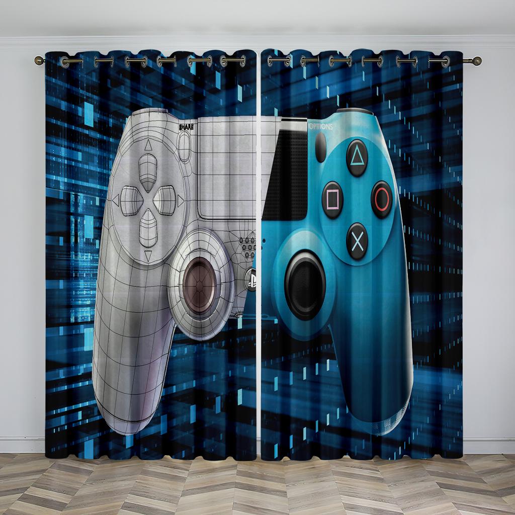

Latest gamepad pattern HD digital printed curtain game room Boys room dedicated 90g polyester fiber curtain fabric two panels W50xH130(CM)x2pcs&Hook фиолетовый