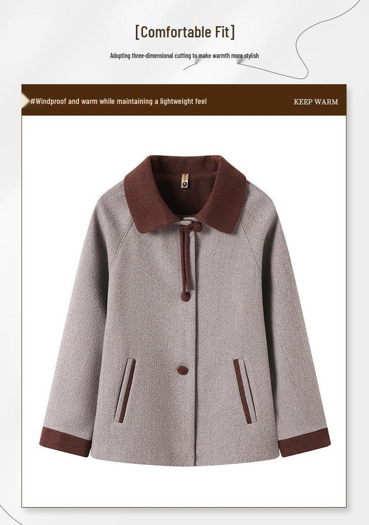 2026 Spring & Autumn Lapel Woolen Jacket for Middle-aged & Elderly Women – Chic, Fashionable & Loose Fit