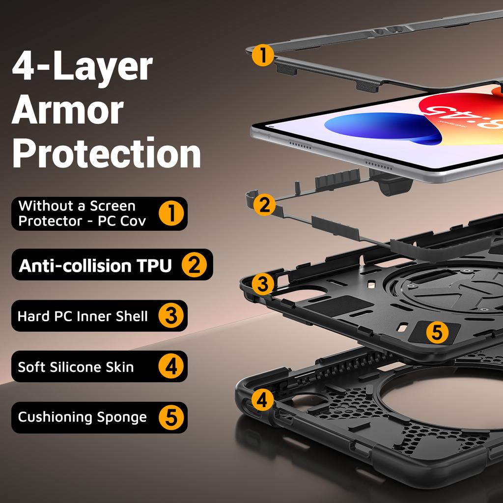LFOIQN Heavy Duty Shockproof Case For Redmi Pad 2 Pro 12.1 / POCO Pad M1 12.1 Inch Tablet PC Kids Silicon Cover Case