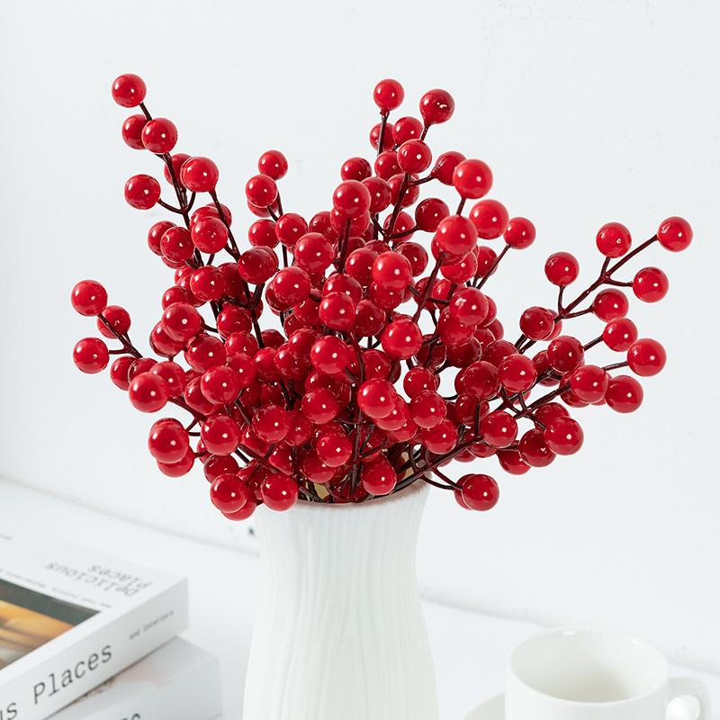 

Simulated flower red fruit berry cutting decoration Christmas red accessories home ornaments Christmas red berries красный