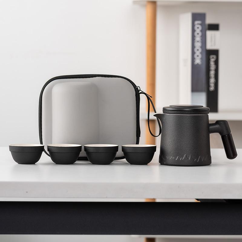 

Hand-painted portable outdoor travel tea set Kuaike cup, one pot of four cups, high-end business customer leadership gifts