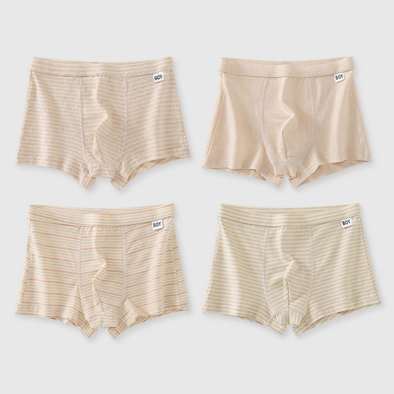 4KS Dětské jednobarevné bavlněné antibakteriální kalhotky pro chlapce Tenké měkké prodyšné slipy 3+r Spodní prádlo pro malé děti Studentské kalhotky