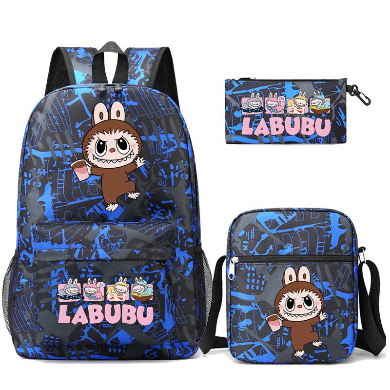 3Pcs/set Cartoon Printed Backpack Teenager Student Boy Girl Schoolbag Larger Capacity Bagpack Travel Bag Kid Gift Mochila