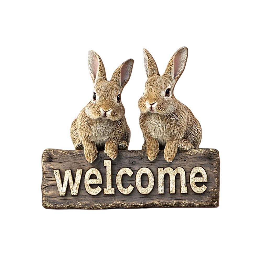 Easter Bunny Wall Hanging Decoration; Welcome Hanging Plaque; Colorful Eggs; Tulips 2D Wall Hanging Decor.