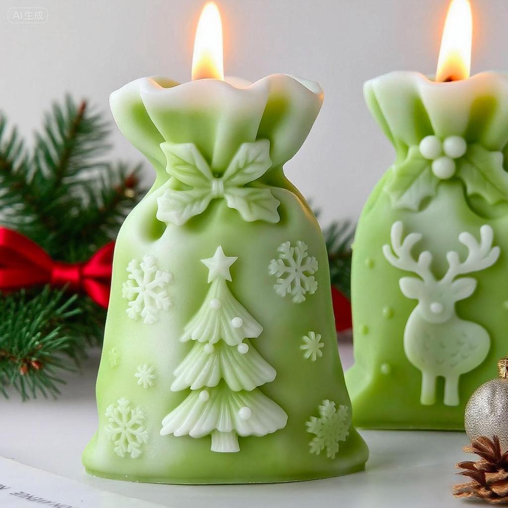 Christmas Gift Bag Shape Silicone Candle Mold For Epoxy Resin Making Candle Soap Chocolate Christmas Home Decoration MIT