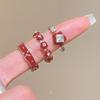 Trendy Temperament Enamel Lotus Leaf Fritillaria Colored Zircon Open Stackable Ring for Women Stainless Steel Designer Jewelry