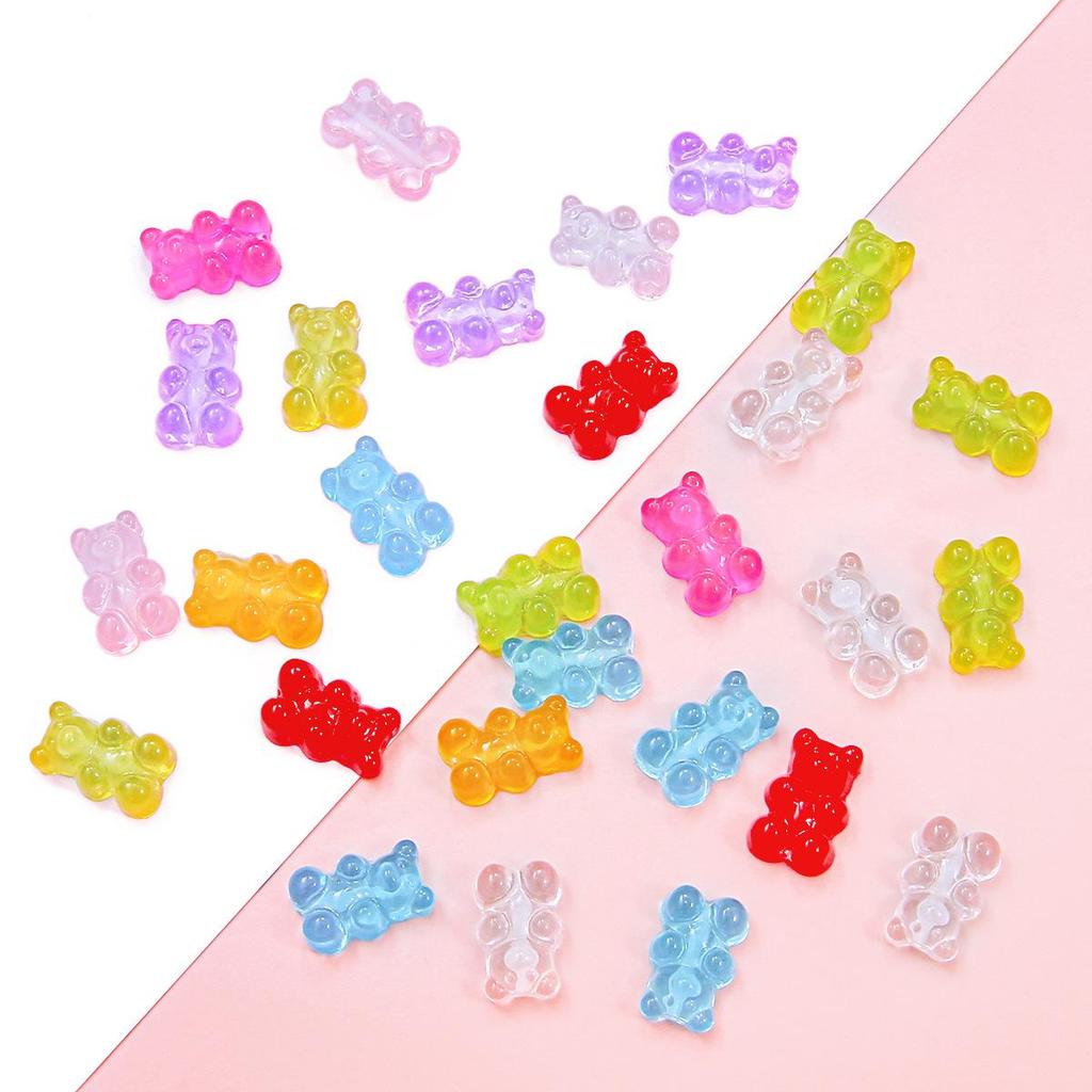 Candy Color Resin Bear DIY Jewelry Accessories: Bracelet, Earring, Keychain Pendants