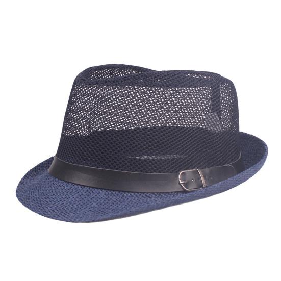 

Men Fedora Wide Brim Mesh Spring Summer Pure Color Low-profile Sunshade Hat for Outdoor