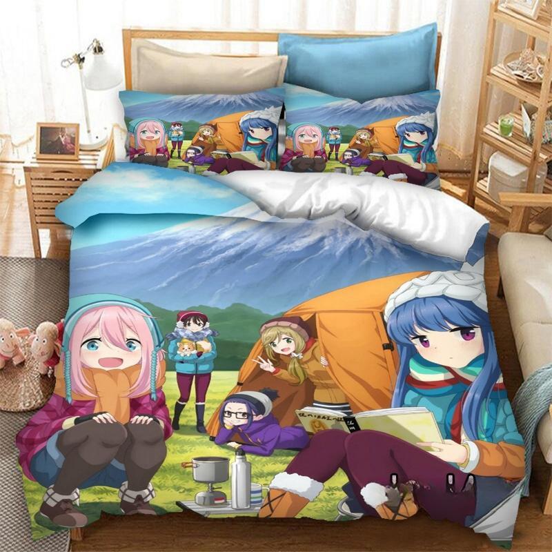 Neuer 3D-Druck Anime Yuru Camp Bettwäsche-Set Bettbezüge Kissenbezüge 2/3-teilig Steppdecke Bettwäschesets Bettwäsche Bett Heimtextilien