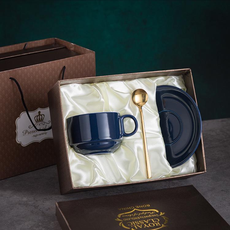 Luxury European-Style Golden Handle Ceramic Coffee Cup & Saucer Set