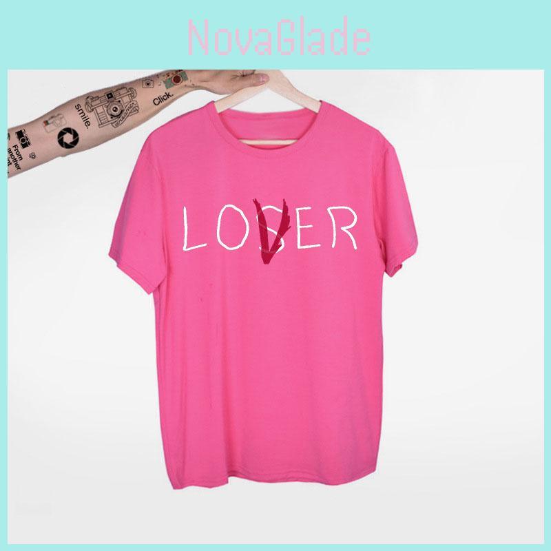 Stylish Unisex Fun Lover Loser Lettering Printed Short Sleeve Top T-shirt For Everyday Wear