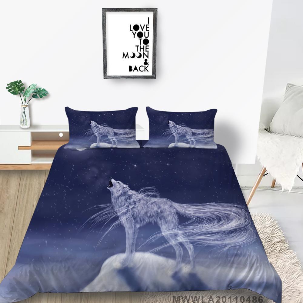 Home Bed Set with Bedding Pillow 2/3 Pcs Duvet Covers Highend 3D Wolf Printed Bedding Suit Home Textiles