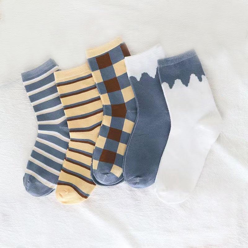 Șosete Dama Mid-Calf - Primăvară/Vară, Florale Japoneze la Modă, Stil Coreean